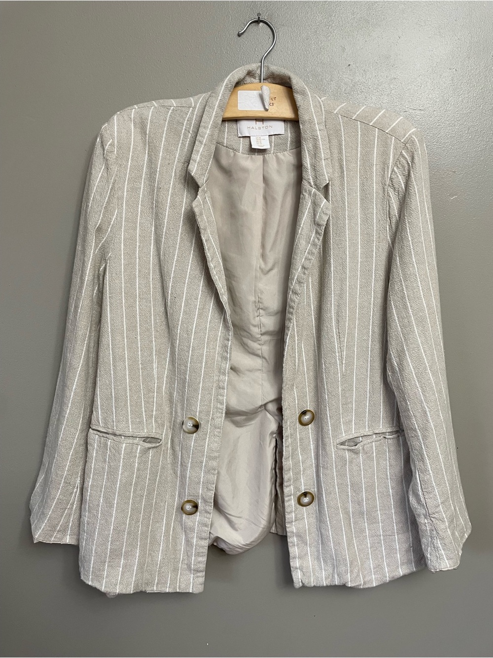 Halston Heritage women’s size XL linen blazer coastal natural neutral